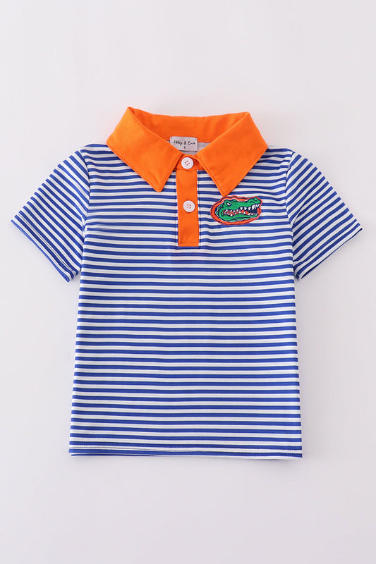 Blue Stripe Florida Gators Embroidered Button Down Shirt