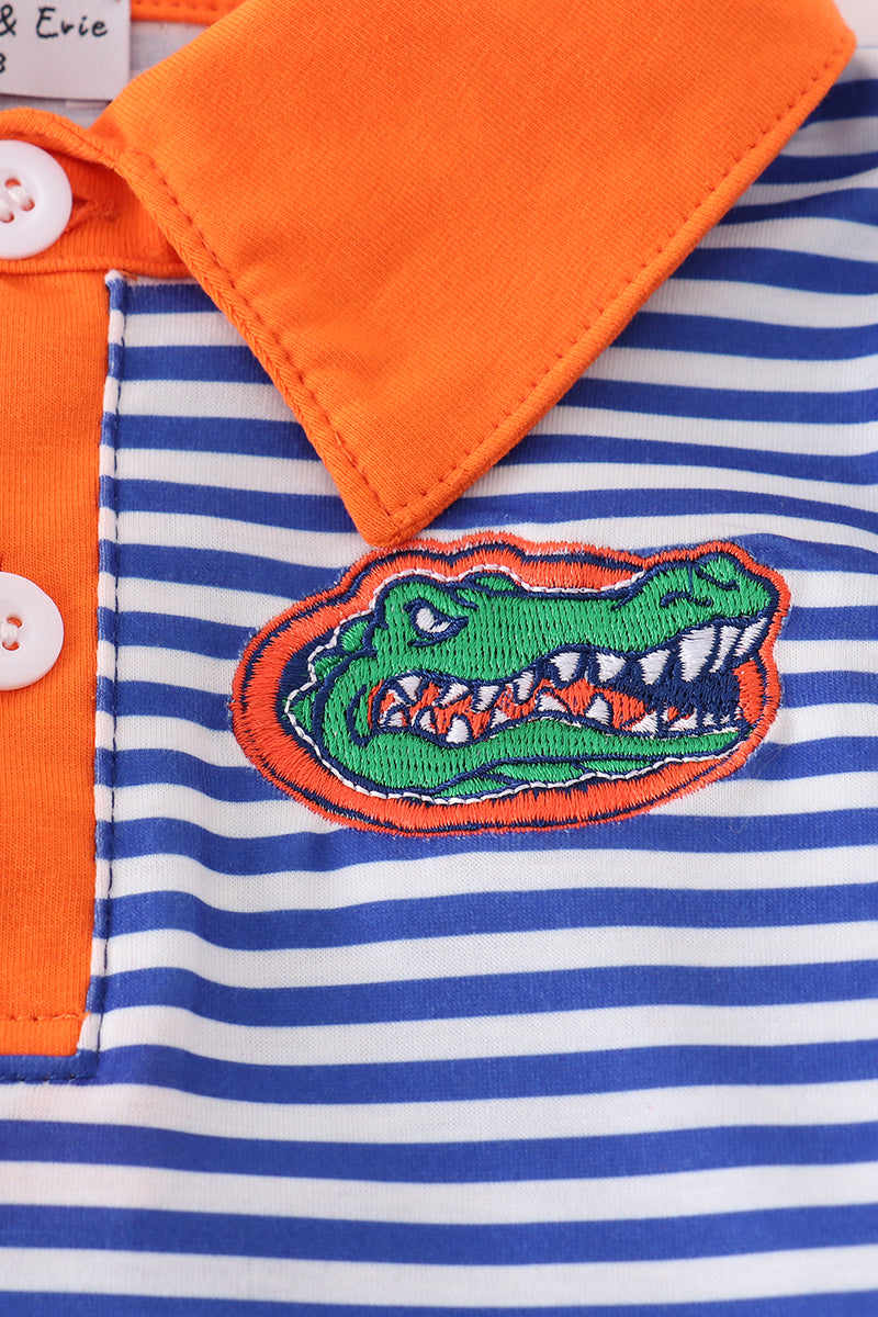 Blue Stripe Florida Gators Embroidered Button Down Shirt