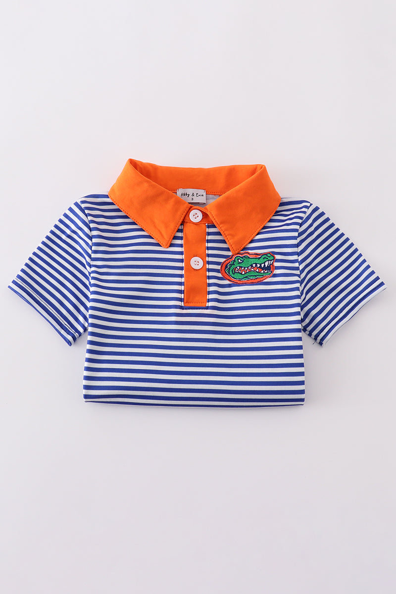 Blue Stripe Florida Gators Embroidered Button Down Shirt