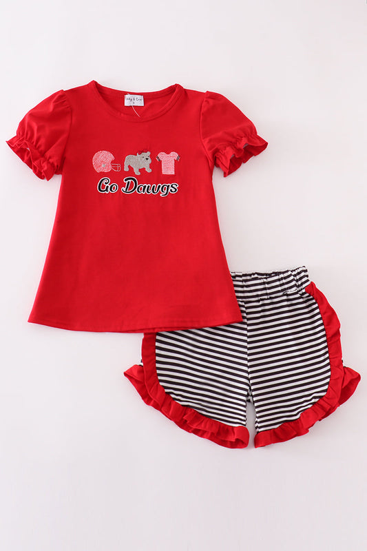 Red Geogia Go Dawgs Embroidery Set