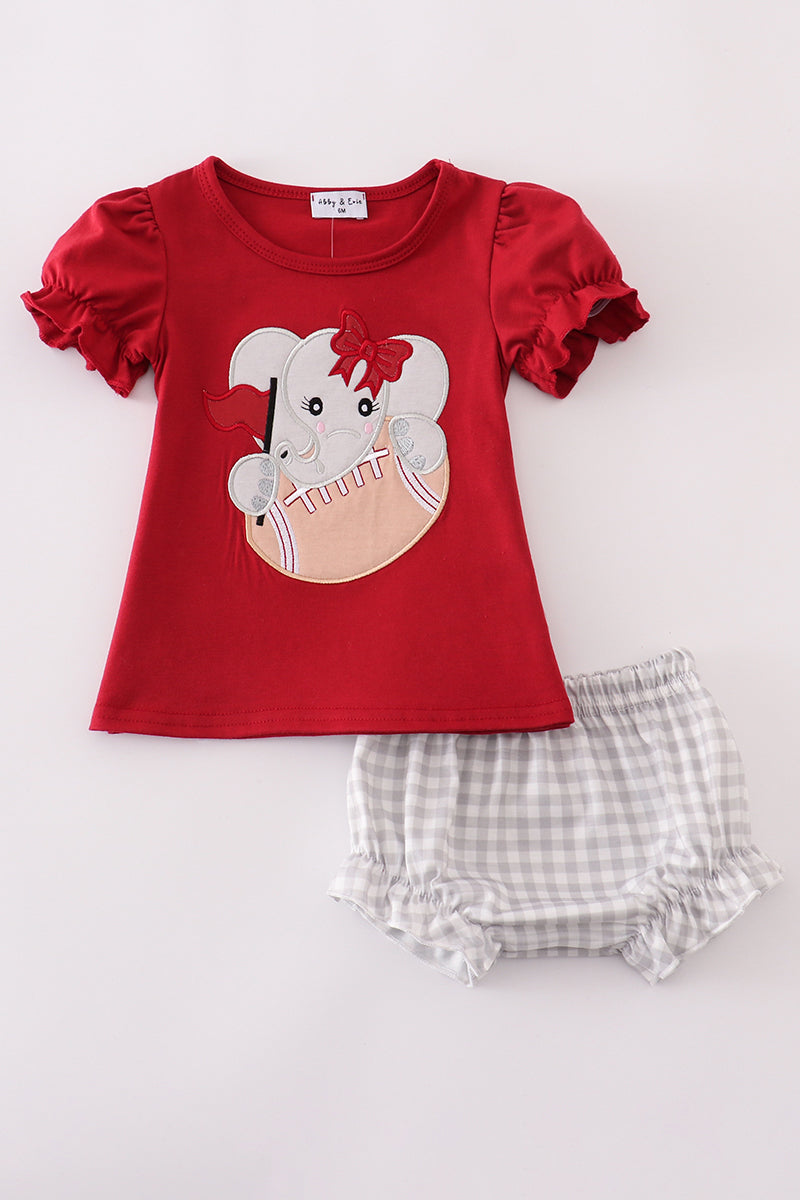 Alabama Elephant Baseball Applique Bloomer Set