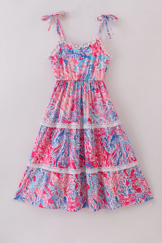 Tropical Sunset Waves Mom Tiered Dress