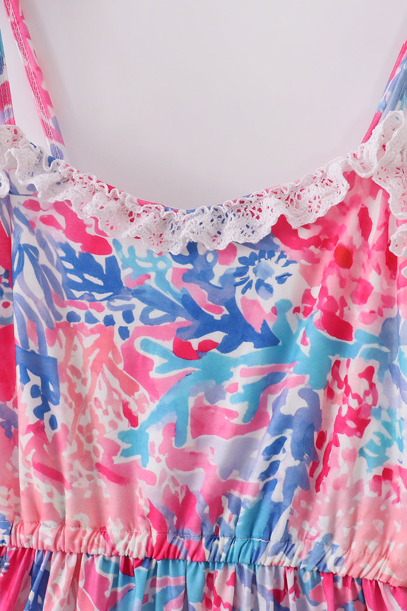 Tropical Sunset Waves Mom Tiered Dress