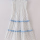 Blue Classic Lattice Charm Smocked Mom Tiered Dress