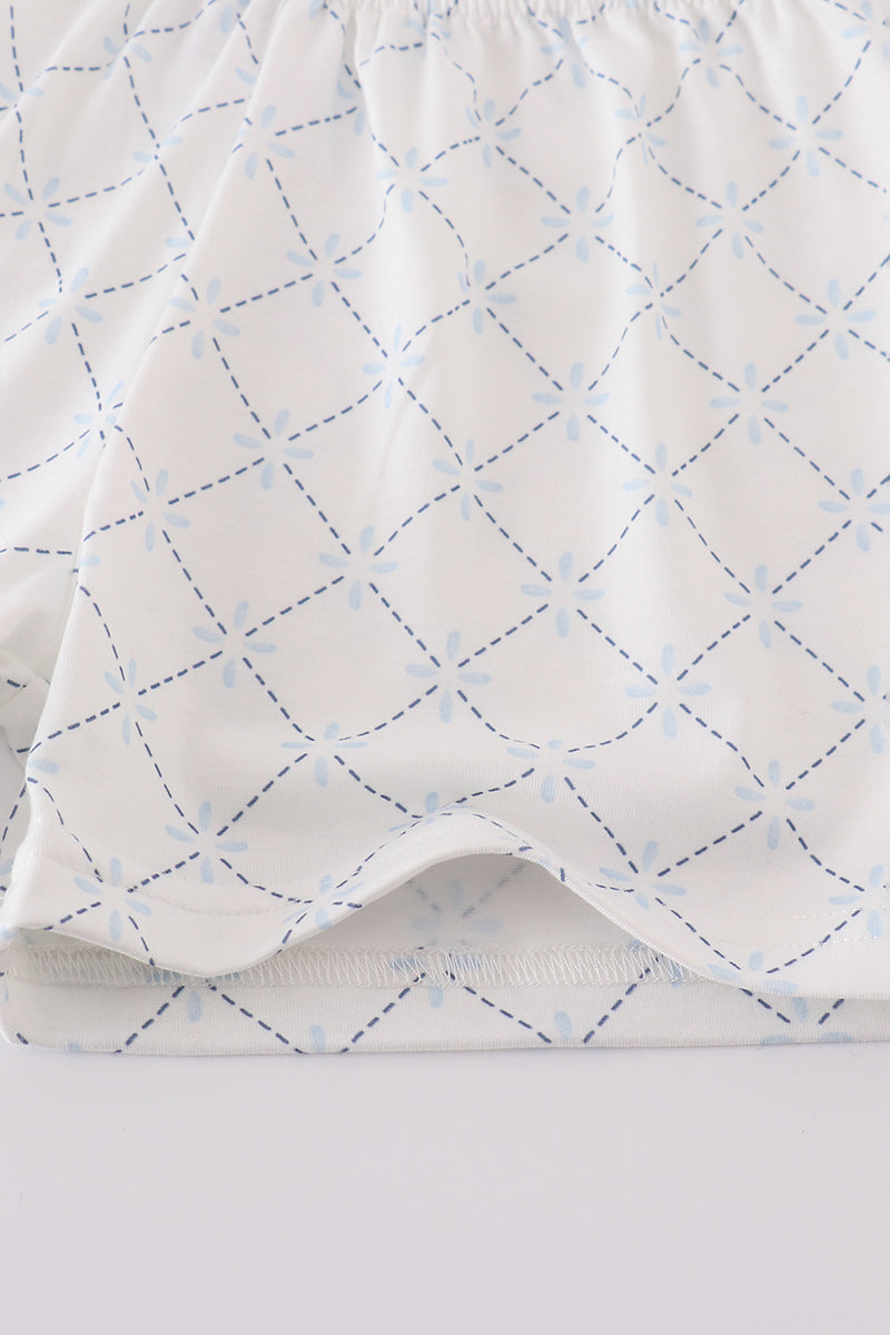 Blue Classic Lattice Charm Shorts Set
