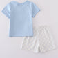 Blue Classic Lattice Charm Shorts Set