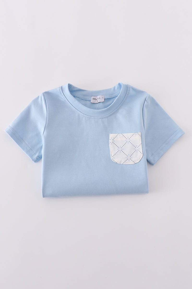 Blue Classic Lattice Charm Shorts Set