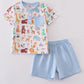 Blue Zoo Animals Print Shorts Set