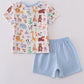Blue Zoo Animals Print Shorts Set