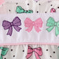 Pink Bow Embroidery Ruffle Dress
