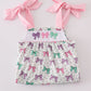 Pink Bow Embroidery Ruffle Dress