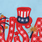 Blue Usa Flag Embroidery Shorts Set