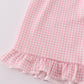 Pink Baseball Print Gingham Ruffle Shorts Set