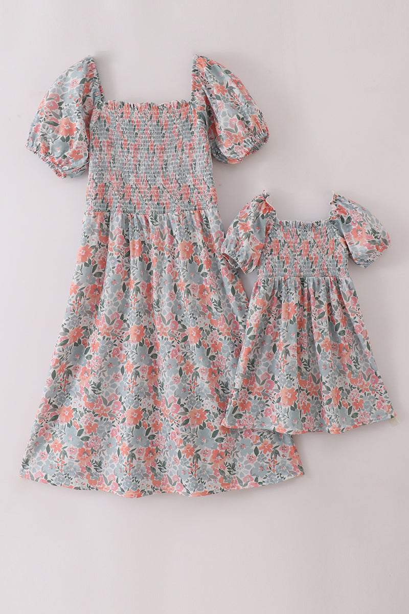 Green Garden Bloom Smocked Mom & Me Dress