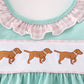 Mint Hunting Puppy Embroidery Ruffle Shorts Set