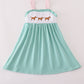 Mint Hunting Puppy Embroidery Ruffle Dress