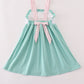 Mint Hunting Puppy Embroidery Ruffle Dress