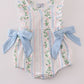 Blue Floral Print Ruffle Bubble