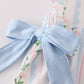 Blue Floral Print Ruffle Bubble