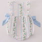 Blue Floral Print Ruffle Bubble