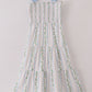 Blue Floral Smocked Women Dress