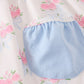 Blue Floral Bow Print Ruffle Shorts Set