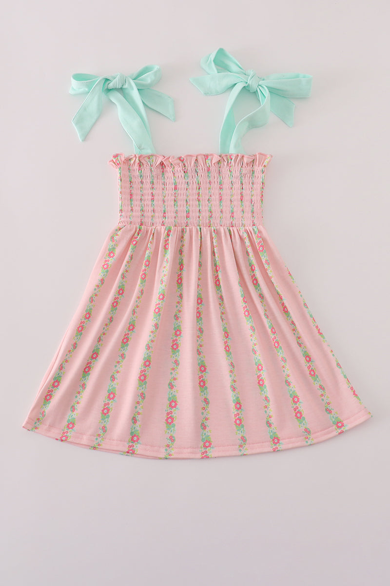 Pink Floral Smocked Mom & Me Dress