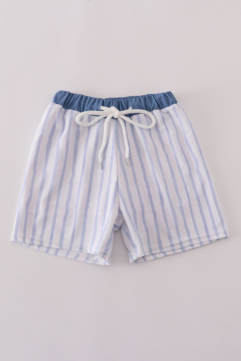 Blue Stripe Boy Swim Trunks UPF50+