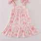 Pink Bow Print Ruffle Mom & Me Dress