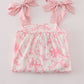 Pink Bow Print Ruffle Mom & Me Dress
