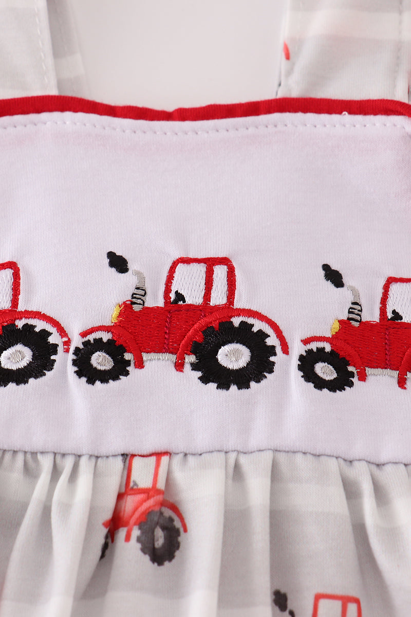 Red Tractor Embroidery Bloomer Set