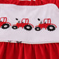 Red  Tractor Embroidery Ruffle Shorts Set
