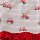 Red  Tractor Embroidery Ruffle Shorts Set