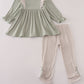 Blue Dog Deer Embroidery Ruffle Pants Set