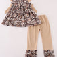 Hunting Dog Deer Duck Embroidery Ruffle Pants Set