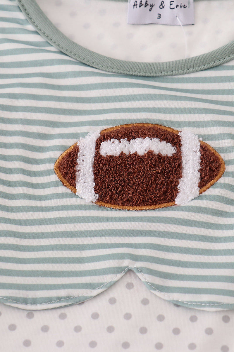 Sage Stripe Football French Knot Outfit