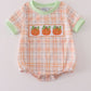 Orange Pumpkin Embroidery Plaid Bubble
