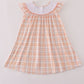 Orange Pumpkin Embroidery Plaid Dress
