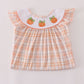 Orange Pumpkin Embroidery Plaid Dress