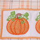Orange Pumpkin Embroidery Plaid Top