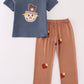 Navy Scarecrow Applique Pants Set