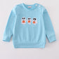 Blue Ghost Pumpkin Embroidery Top