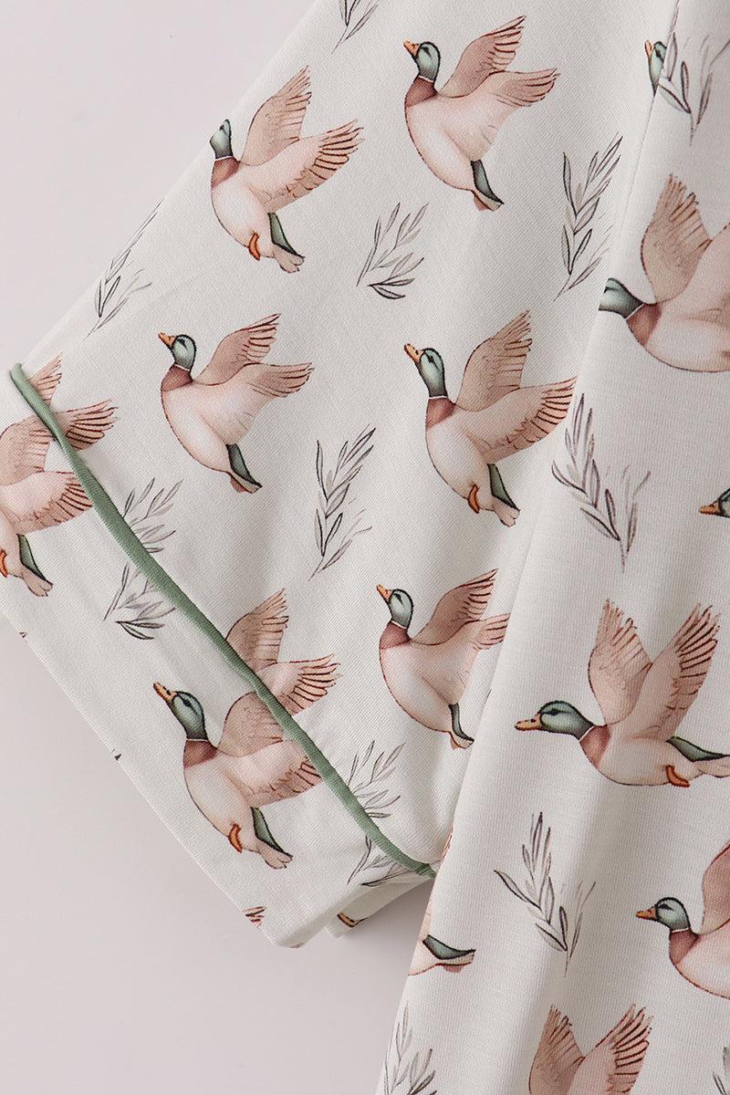 Green Duck Print Bamboo Mom Pajamas Set
