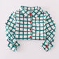 Green plaid button down shirt