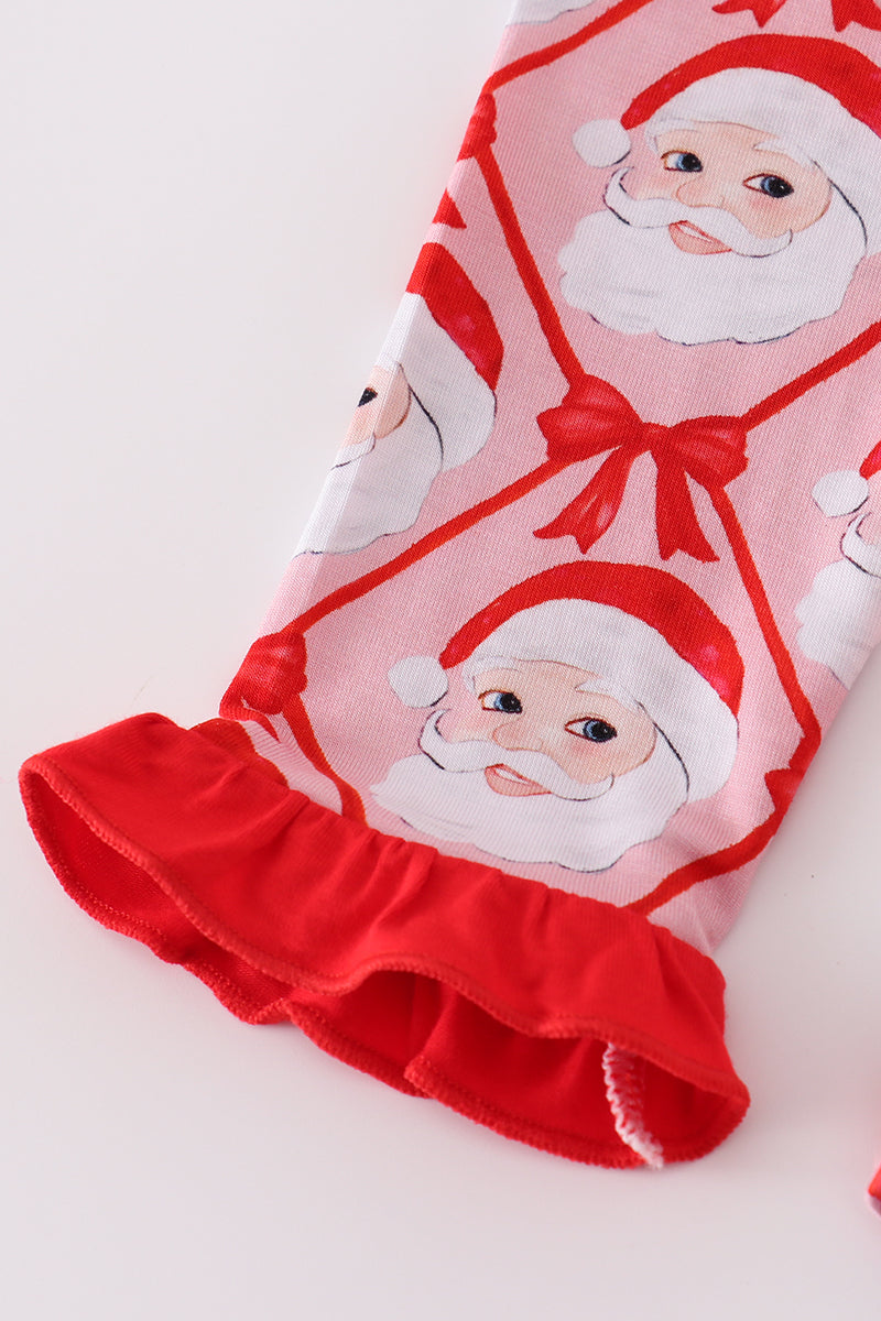 Red Santa Claus Bamboo Pajamas Ruffle Pants Set