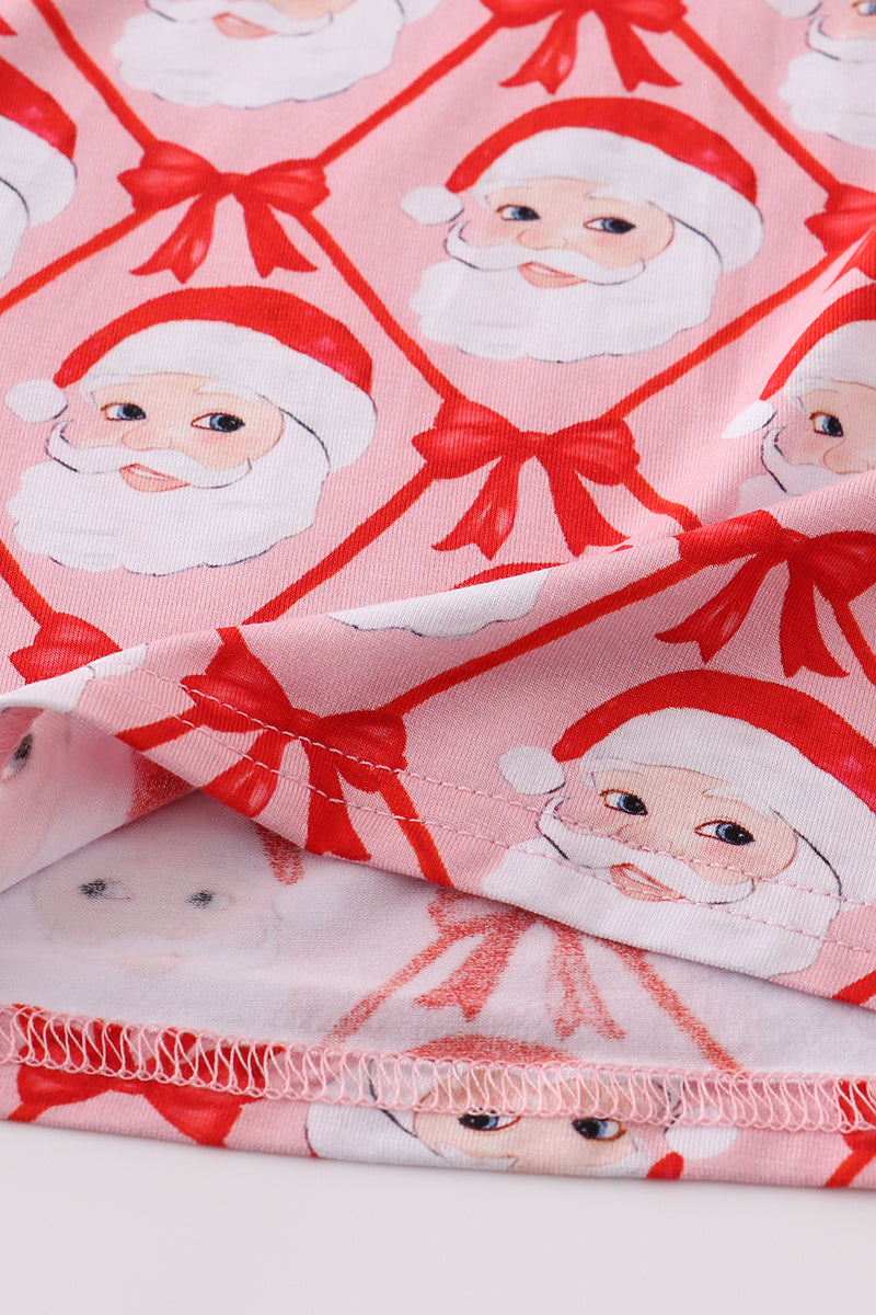 Red Santa Claus Bamboo Pajamas Ruffle Pants Set
