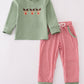 Green Reindeer Embroidery Pants Set