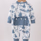 Blue Christmas Reindeer Tree Ruffle Romper