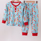 Blue Christmas Character Print Pajamas Pants Set