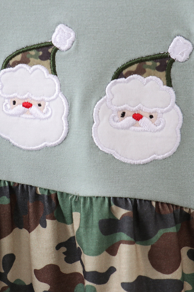 Camouflage Santa Claus Applique Ruffle Romper